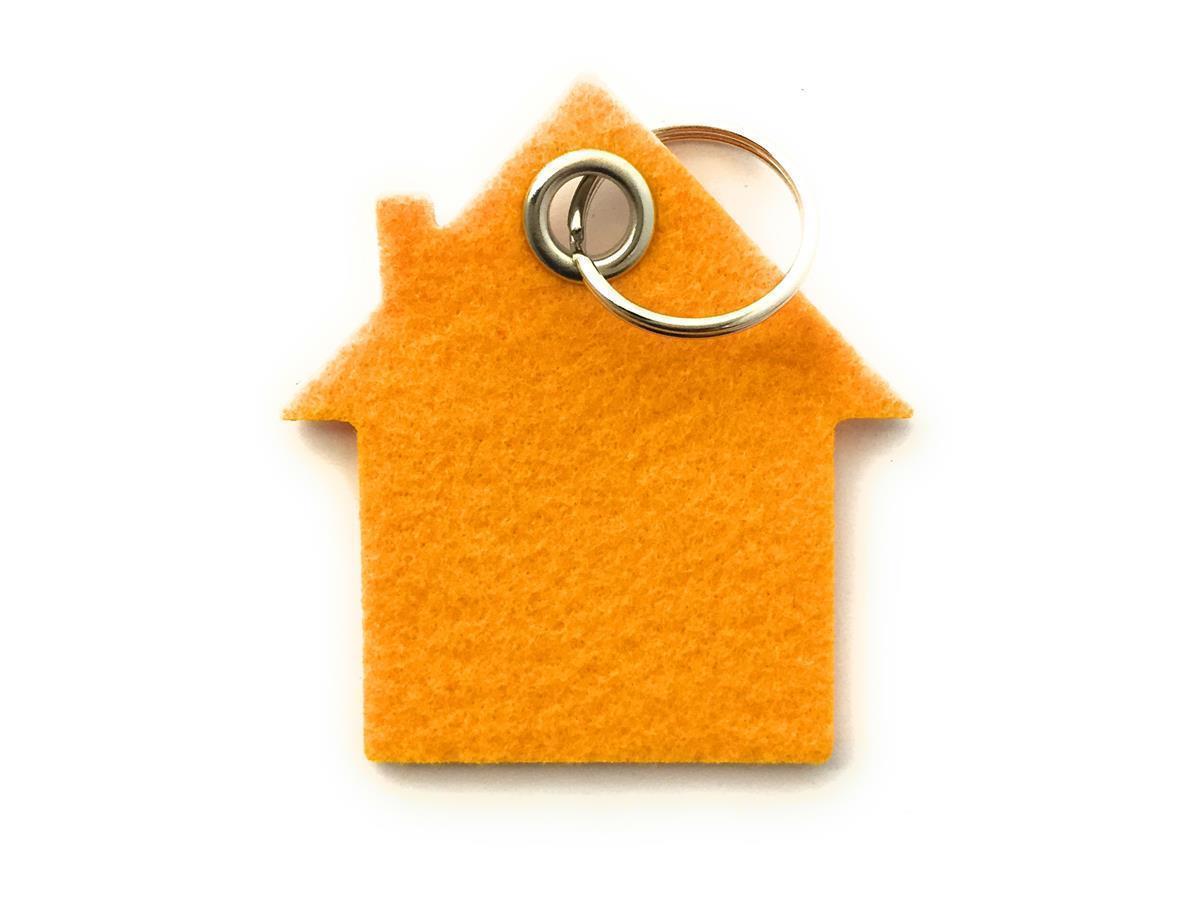 Haus - Schlüsselanhänger Filz in gelb mit Gravur