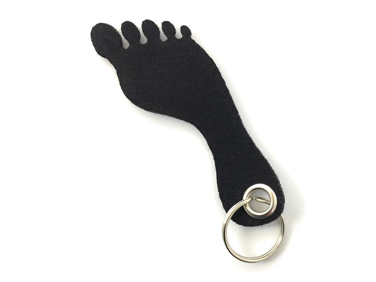 Fuß / Abdruck - Schlüsselanhänger Filz in schwarz mit Druck 4-fbg