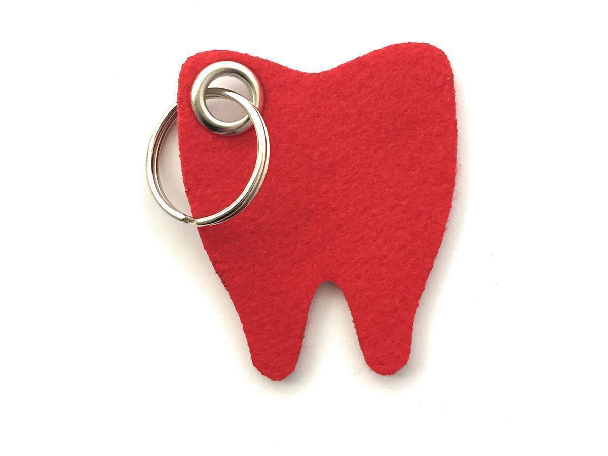 Zahn - Schlüsselanhänger Filz in rot mit Druck 3-fbg