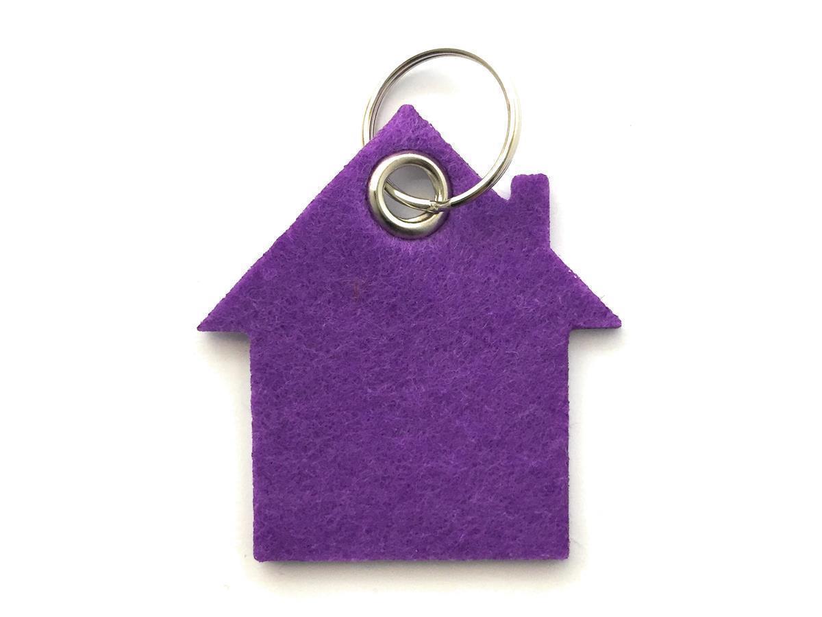 Haus - Schlüsselanhänger Filz in lila / flieder mit Druck 4-fbg
