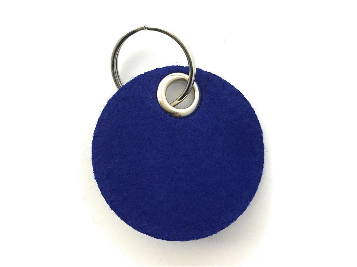 Scheibe / Kreis - Schlüsselanhänger Filz in royalblau mit Druck 4-fbg